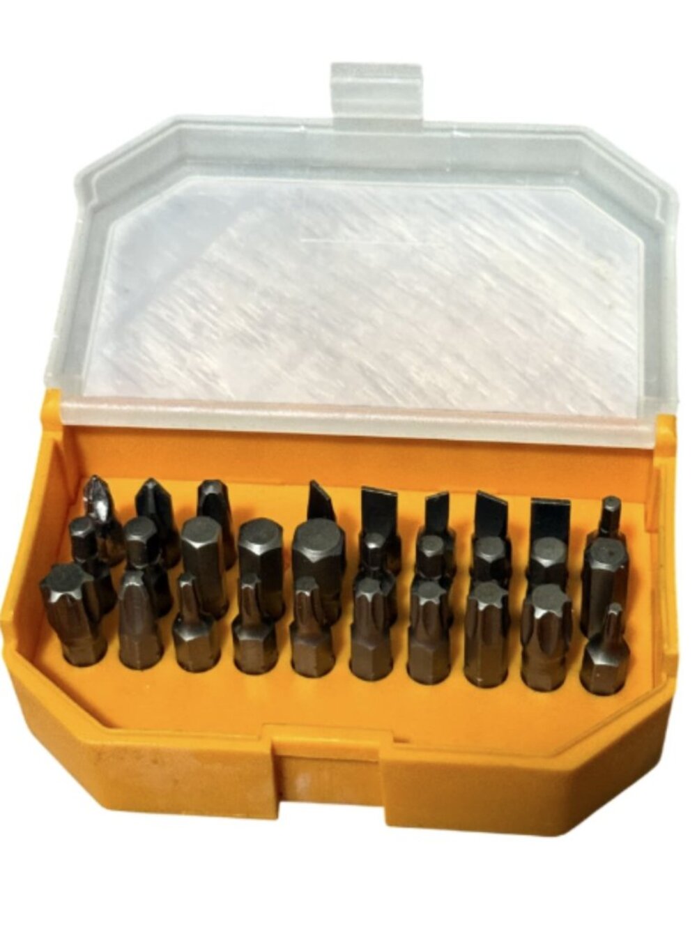 GEARWRENCH screwdriver drill bit set with yellow organizing container